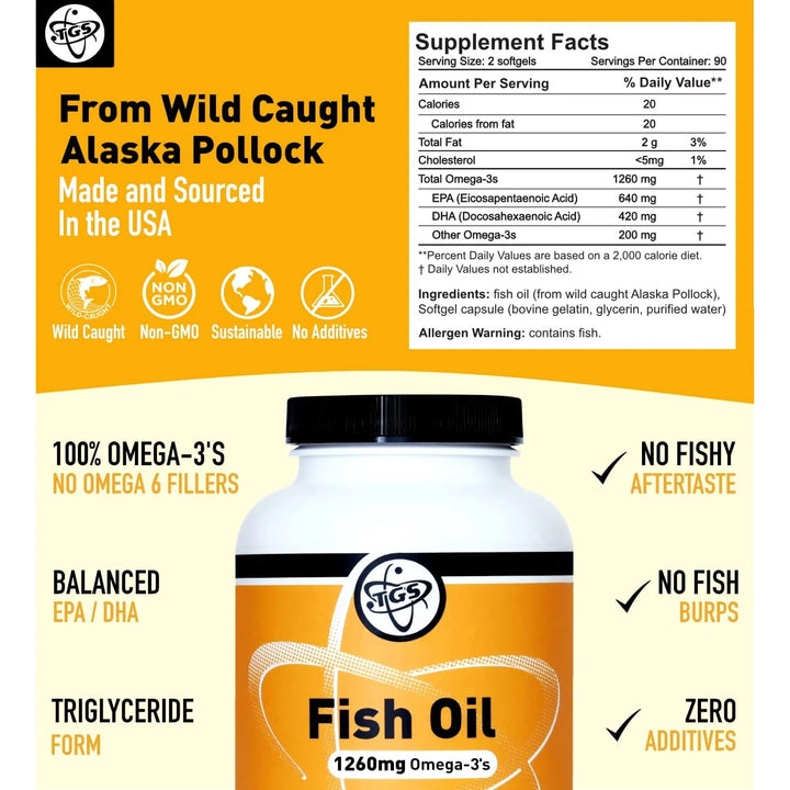 Aceite De Pescado Omega 3 Abadejo Alaska 1260 Mg Ácidos Gras - Imagen 2