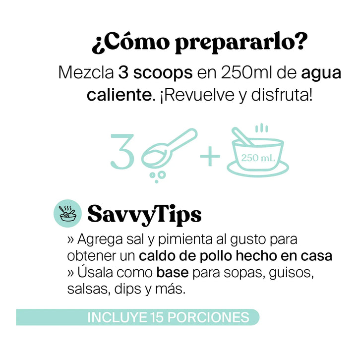 Proteína Savvy Chicken Soup Bone Broth Power® 375g - Imagen 4