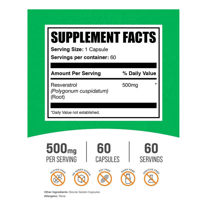 Cápsulas De Resveratrol 500 Mg Antioxidante Natural De Polyg - Imagen 2