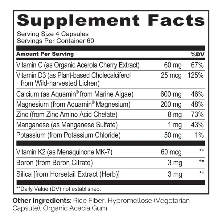 Calcio 600 Mg Vitamina C D3 K2 Magnesio Zinc 240 Cápsulas Na - Imagen 8