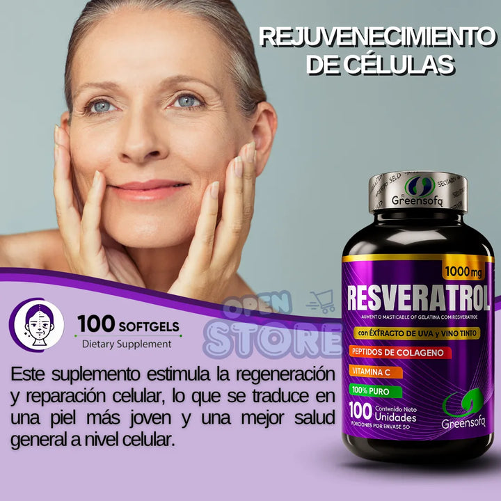 Resveratrol Americano Puro 1600 Con Peptidos De Colageno Original - Imagen 5