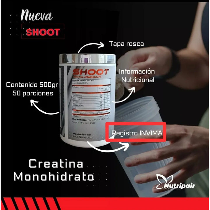 Creatina Monohidrato Shoot 500g - Imagen 2