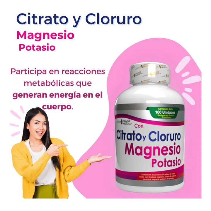 Magnesio Citrato Cloruro Magnesio Potasio Ansiedad Presion Arterial Fatiga Cansancio Articulaciones Estres Dormir Metabolismo Calambres Alta Absorcion Sin Sabor - Imagen 6