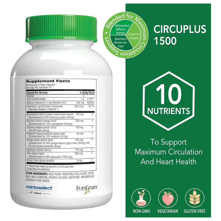 Cápsulas Circuplus 1500 Para Salud Corazón Circulación Venas - Imagen 2