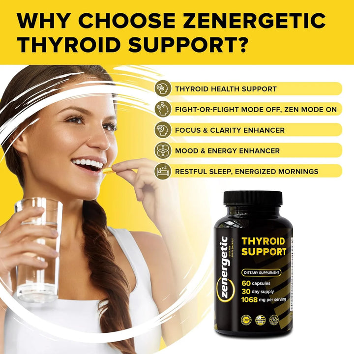 Apoyo Tiroideo L-tirosina Yodo Energía Metabolismo Ashwagand - Imagen 4