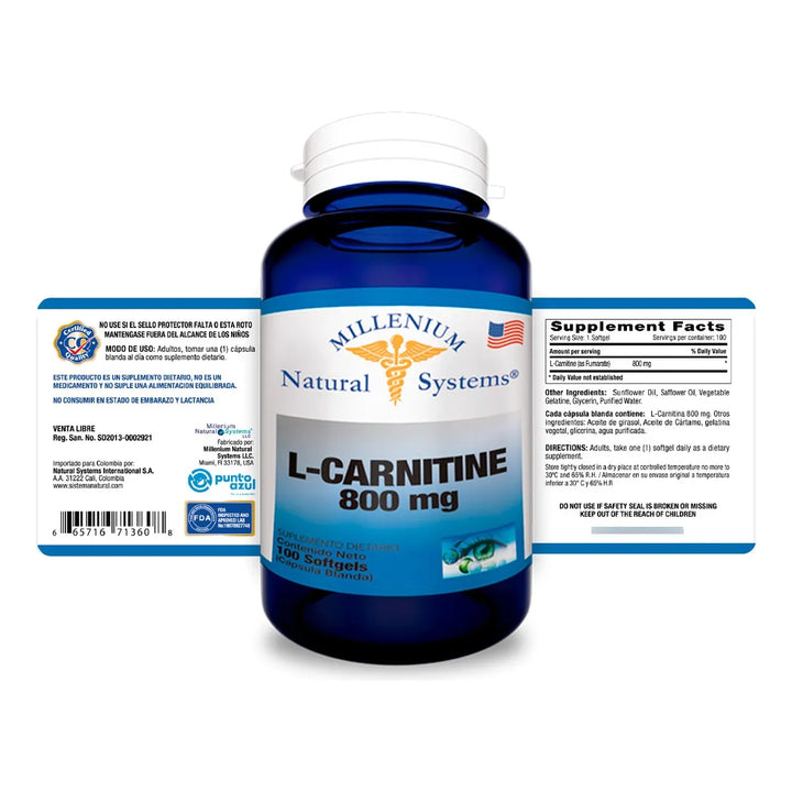 L Carnitine 800 Mg 100 Sg Natur Sin Sabor - Imagen 2