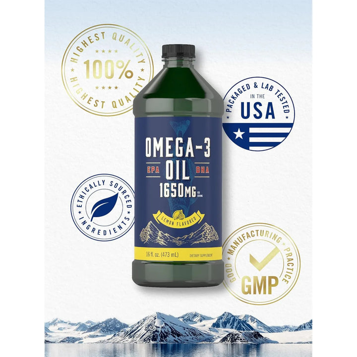 Aceite De Pescado Líquido Omega 3 1650 Mg Limón 946 Ml Doble - Imagen 5