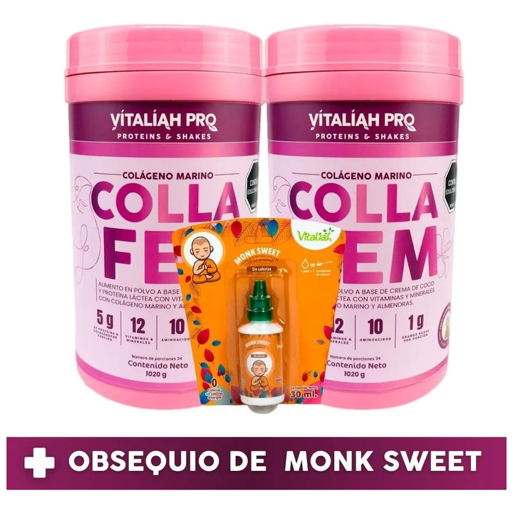Kit X2 Collafem Colágeno Marino Hidrolizado + Endulzante Monk 30ml - Imagen 2