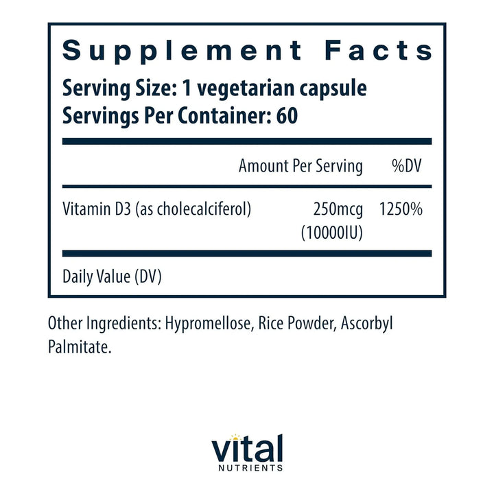 Vitamina D3 10000 Ui Cápsulas 60 Unidades Apoyo Huesos Dient - Imagen 2