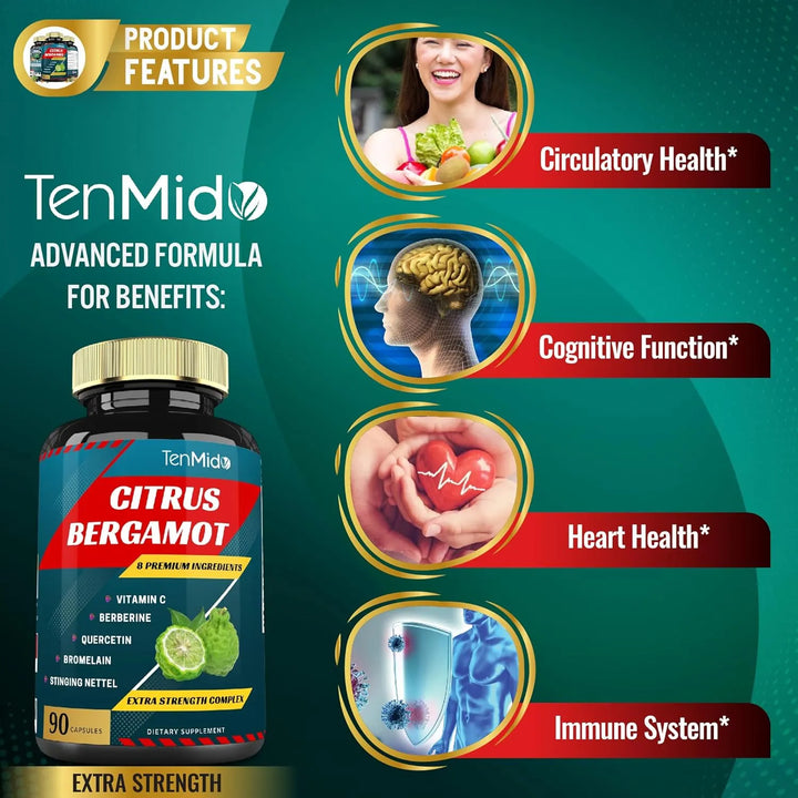 Cápsulas De Extracto De Bergamota Con Vitamina C Berberina Q - Imagen 5