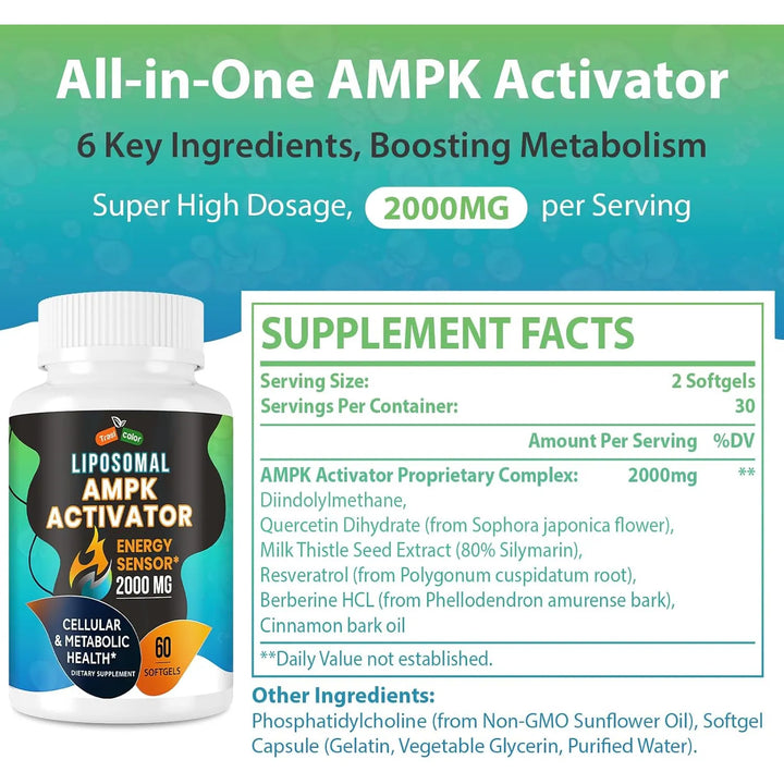 Activador Ampk 2000 Mg Liposomal Alta Absorción Berberina Di - Imagen 6
