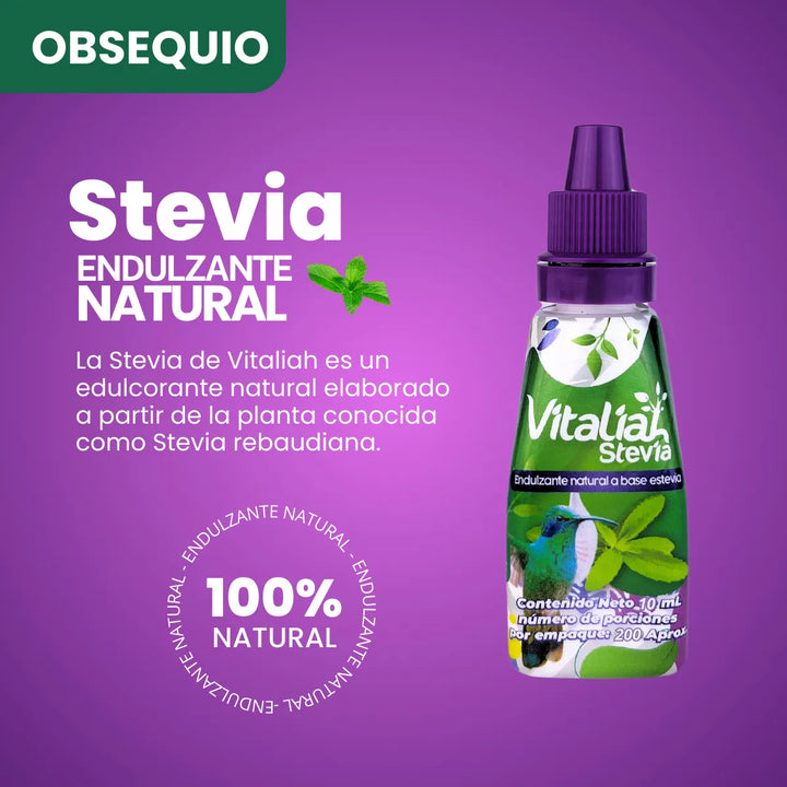 Kit Colágeno Hidrolizado Vitaliah Vainilla X2 + Fresa + Gotero Stevia 10ml - Imagen 3