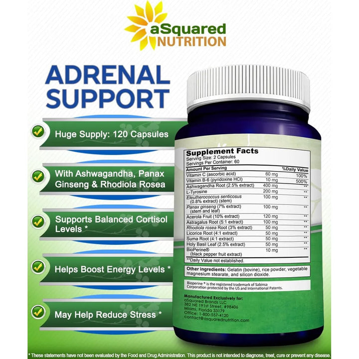 Apoyo Suprarrenal Cápsulas Con Complejo De Vitamina C Para F - Imagen 5