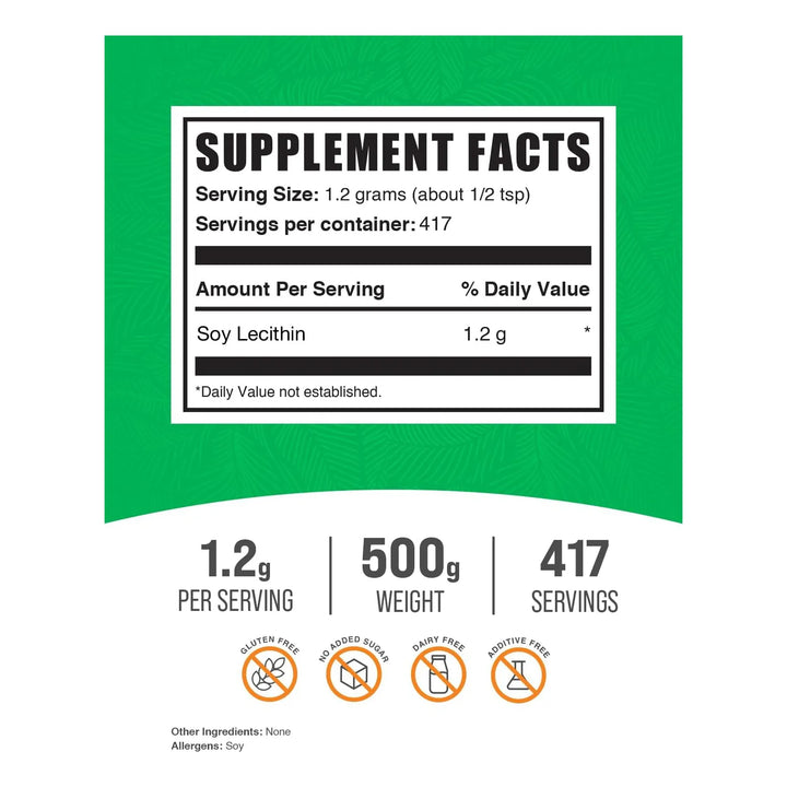Lecitina De Soya En Polvo 1200 Mg Por Porción 500 G Alimento - Imagen 2