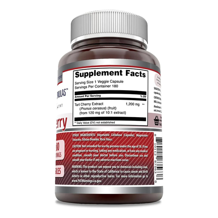 Cápsulas Vegetales De Cereza Ácida 1200 Mg 180 Unidades Fabr - Imagen 2