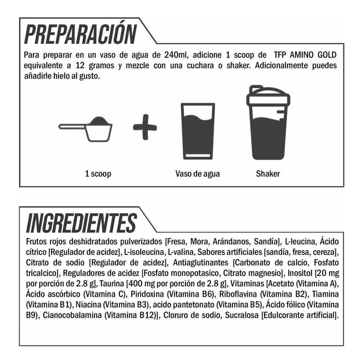 Tfp Amino Gold 300 Gramos - Envio Gratis Frutos Rojos - Imagen 4