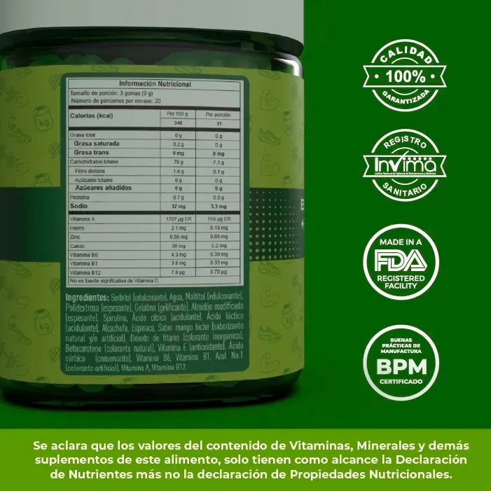 Gomitas The Gummy Box Quemador Grasa Green Fit Vinagre Sidra Mango Biche Y Vinagre De Manzana - Imagen 9