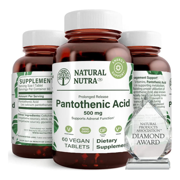 Ácido Pantoténico De Liberación Prolongada 500 Mg Suplemento Vitamina B5 Energía Metabolismo