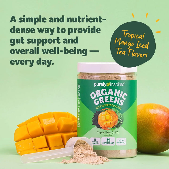 Batido En Polvo Verde Orgánico Sabor Té Helado Mango Tropica - Imagen 5