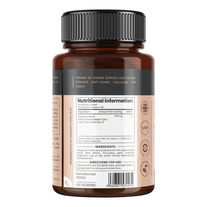 Colágeno Marino Antienvejecimiento 1000mg 180 Tabletas Tipos - Imagen 3