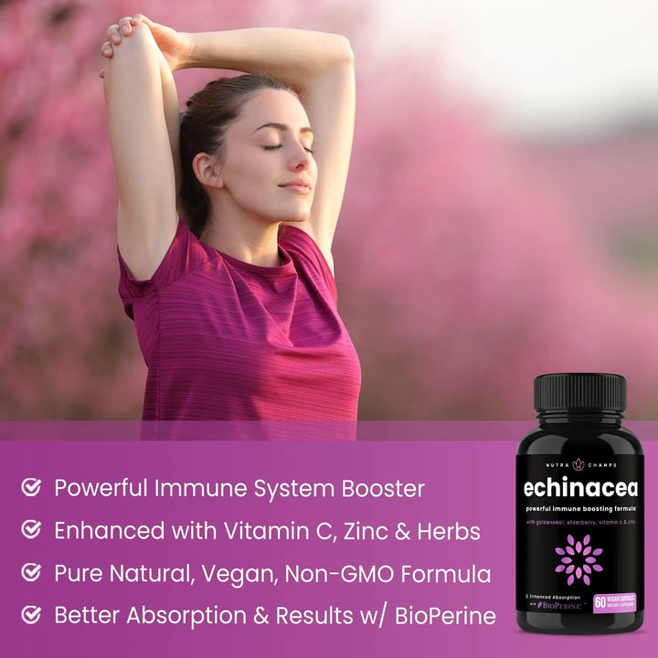Cápsulas De Equinácea 1000 Mg Con Vitamina C Zinc Jengibre S - Imagen 3