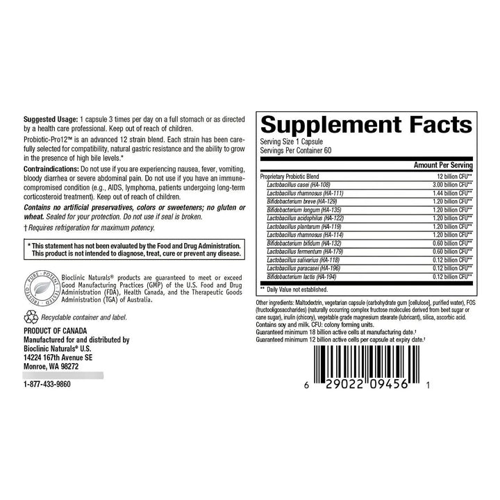 Probióticos Pro 12 60 Cápsulas Vegetales Para Salud Digestiv - Imagen 2