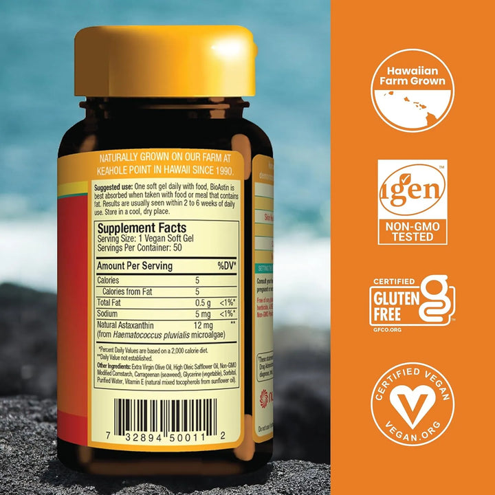 Antioxidante Premium Bioastin Astaxantina Hawaiana 12 Mg 50 - Imagen 2