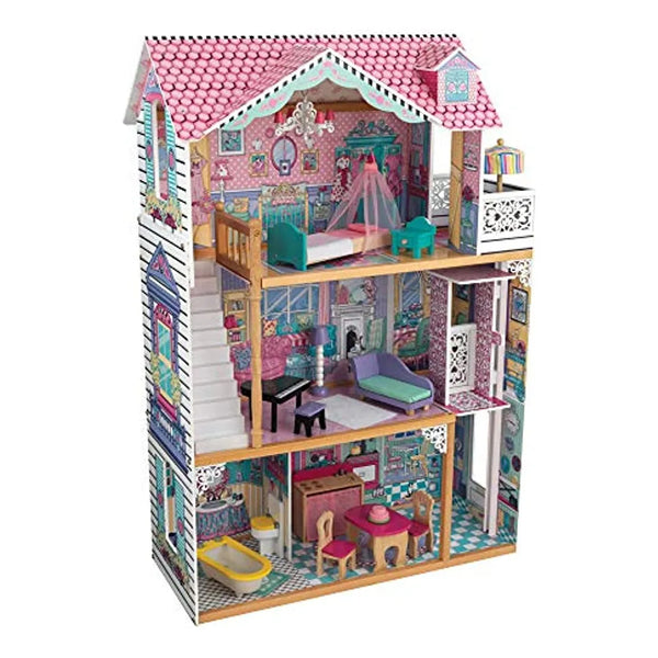 Casa De Muñecas De Madera Kidkraft Annabelle Con Ascensor 3 Niveles Y 4 Habitaciones