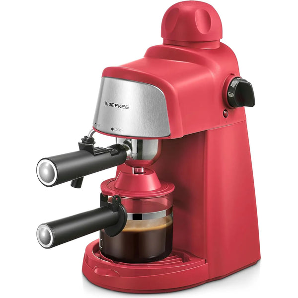 Máquina De Café Expreso Ihomekee 3.5 Bar 1 4 Tazas Capuchino Rojo