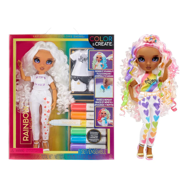 Muñeca DIY Arco Iris Con Marcadores Lavables Ojos Morados Ideal Para Creatividad Infantil