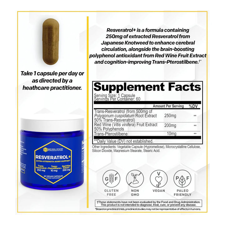 Antioxidante Resveratrol Transpterostilbeno 10 Mg Apoyo Enve - Imagen 2
