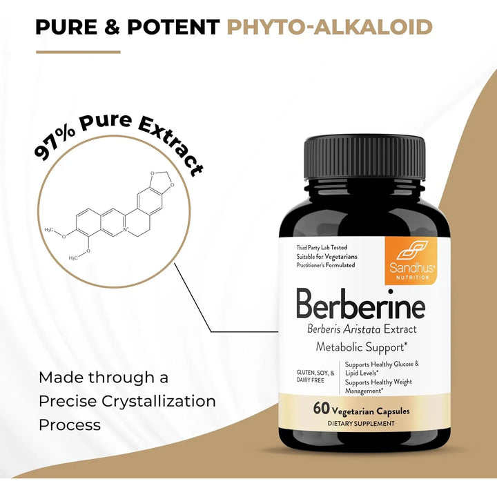 Berberina Hcl 500 Mg Extracto Berberis Aristata 60 Cápsulas - Imagen 11