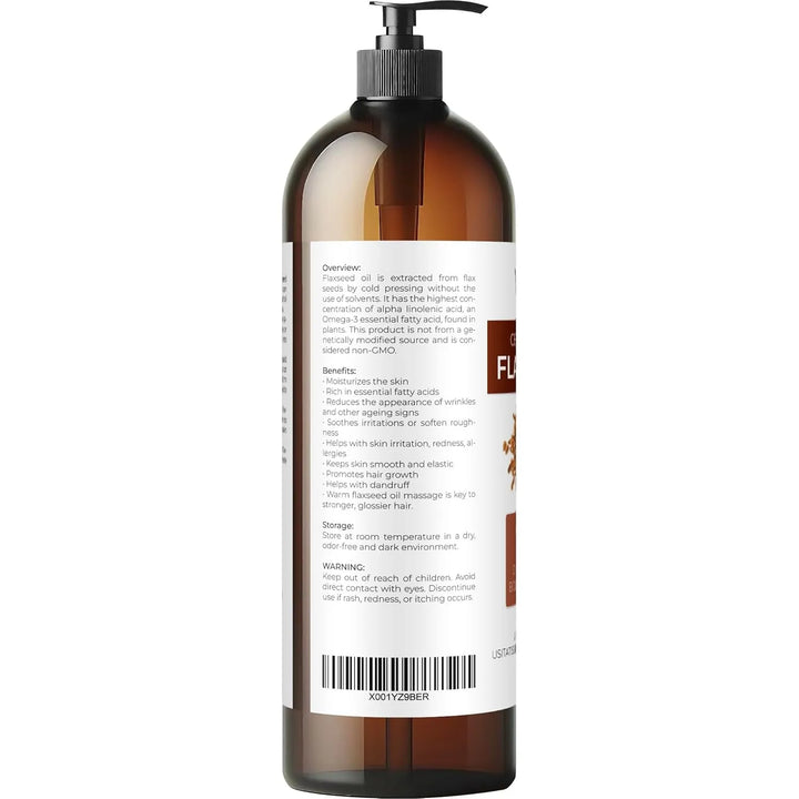 Aceite De Linaza Orgánico 946 Ml Puro Natural Prensado En Fr - Imagen 4