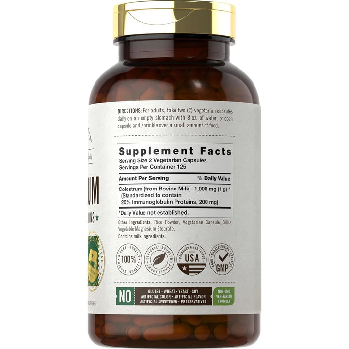 Cápsulas De Calostro 1000 Mg 250 Unidades 30% Igg Energía In - Imagen 2