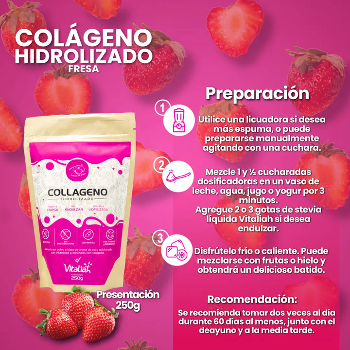 Colágeno Hidrolizado Fresa Vitaliah Doypack 250g - Imagen 4
