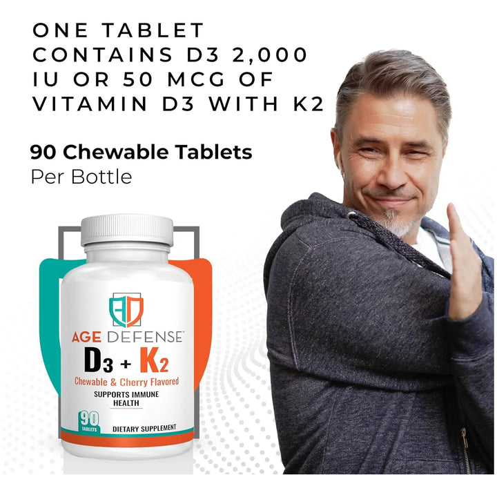 Vitamina D3 2000 Ui Tabletas Masticables K2-90 Sabor Cereza - Imagen 4