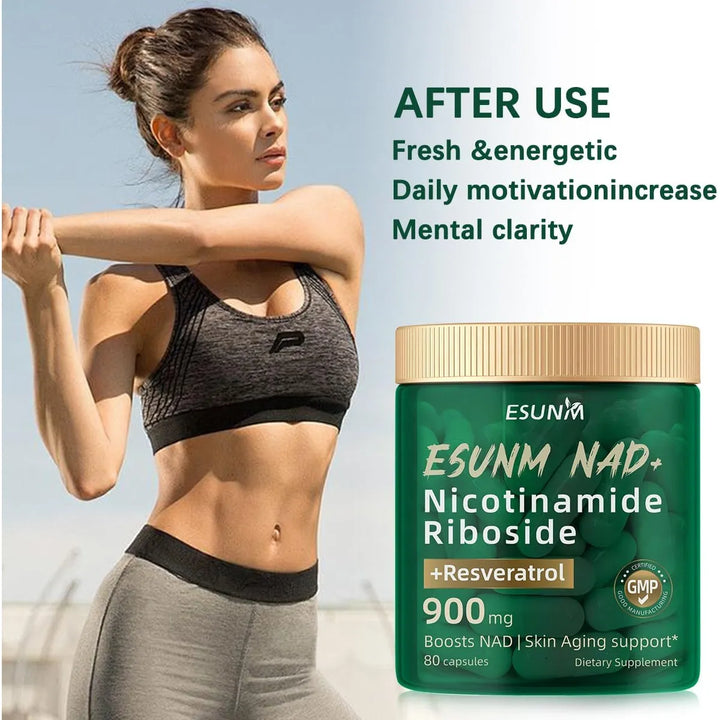 Ribosida De Nicotinamida 900 Mg Resveratrol 80 Cápsulas Anti - Imagen 4