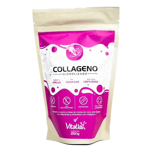 Colágeno Hidrolizado Fresa Vitaliah Doypack 250g - Imagen 1