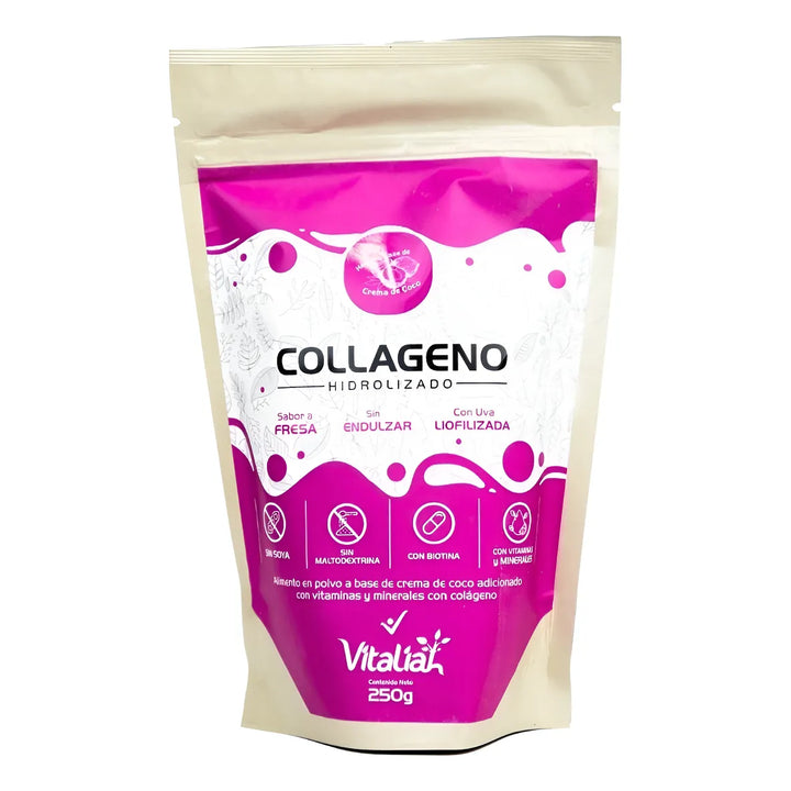 Colágeno Hidrolizado Fresa Vitaliah Doypack 250g - Imagen 1