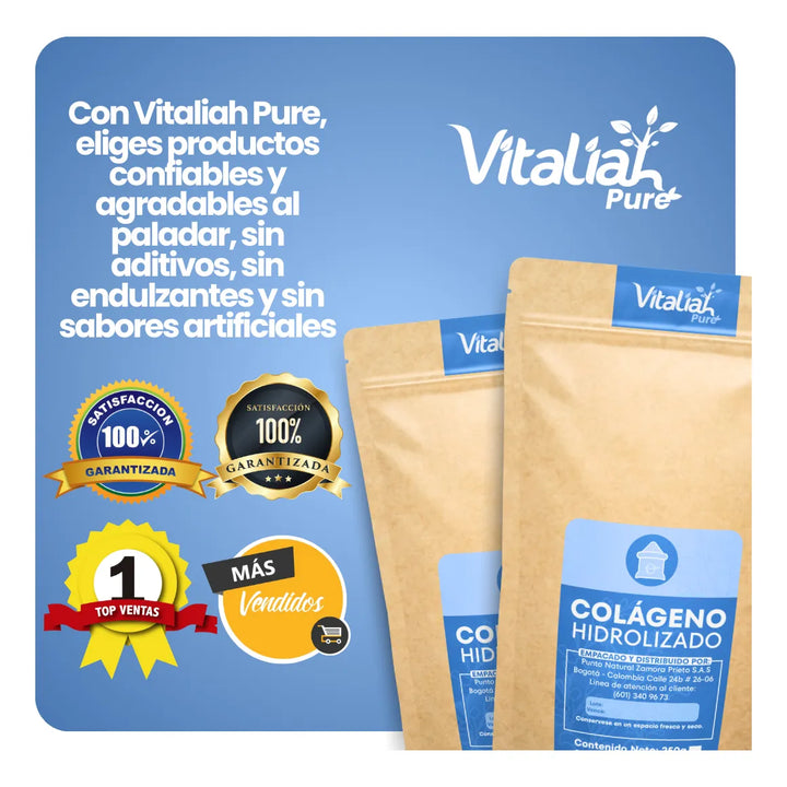 Colágeno Hidrolizado Puro Vitaliah 250g + Mentas Stevia - Imagen 5