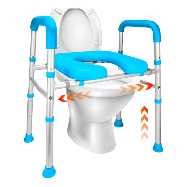 Asiento De Inodoro Elevado Con Asas Ajustable Soporte 400 Lbs Comodidad Y Seguridad