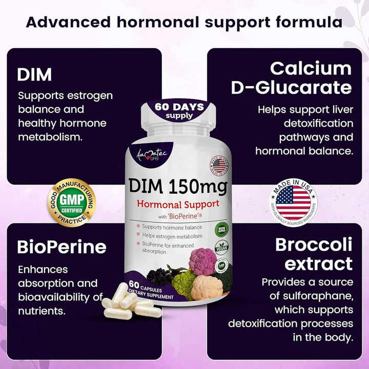 Complejo Dim 150 Mg Bioperine Equilibrio Hormonal Cápsulas P - Imagen 3