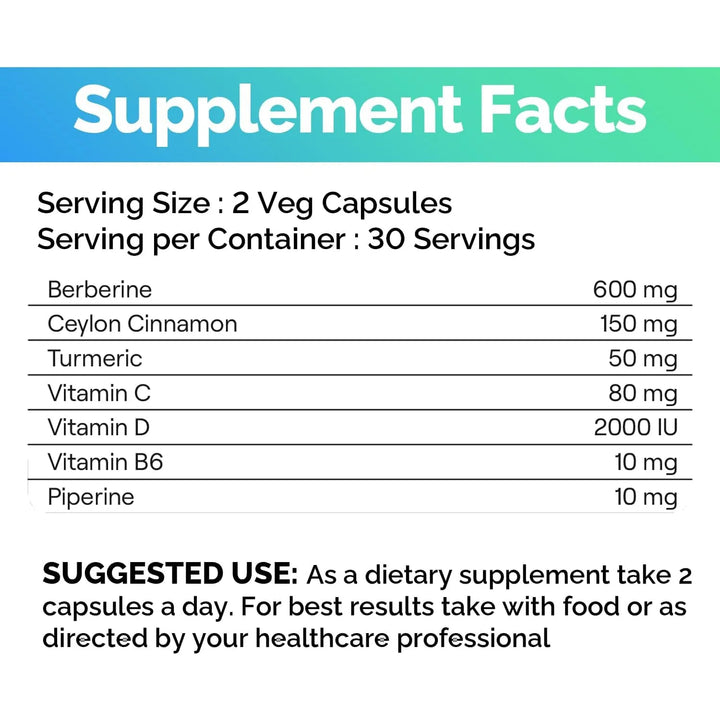 Berberina Natural Con Canela Cúrcuma Piperina Vitaminas B6 C - Imagen 5