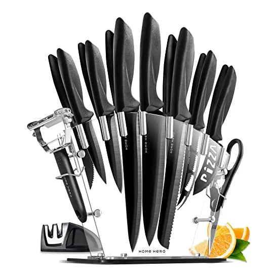 Juego De Cuchillos Home Hero 17 Piezas Acero Inoxidable Soporte Y Afilador