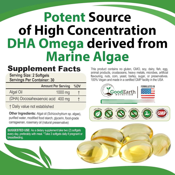Aceite De Algas Dha Omega 3 Refuerzo Cerebral Apoyo Articula - Imagen 2