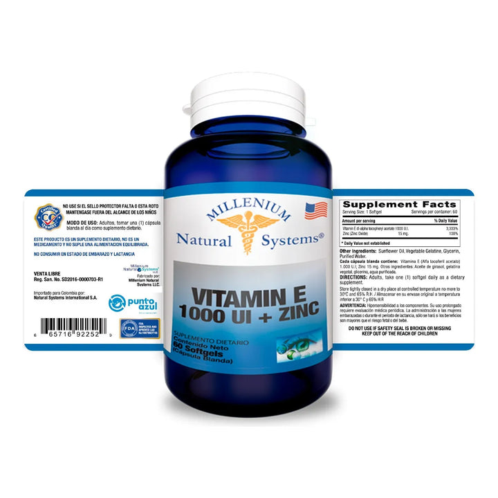 Vitamina E + Zinc 1000 Iu X 60c Vita E - Imagen 2