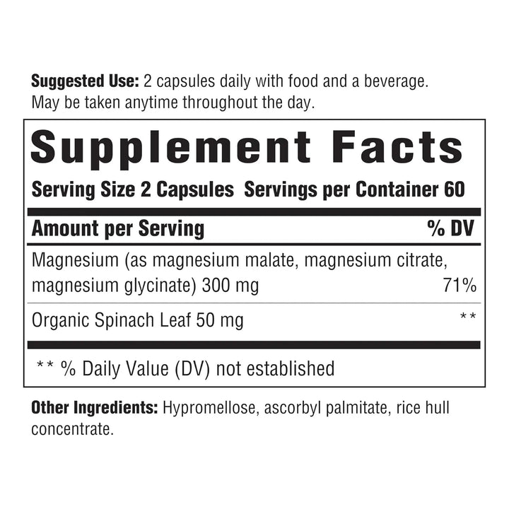 Magnesio 300 Mg Relaxación Muscular 120 Cápsulas Naturales - Imagen 2
