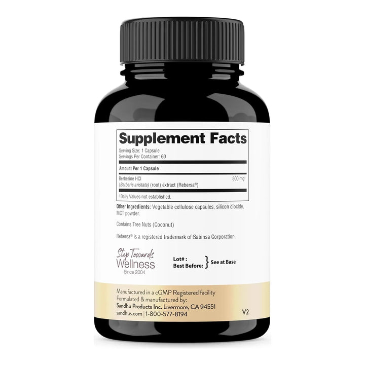Berberina Hcl 500 Mg Extracto Berberis Aristata 60 Cápsulas - Imagen 5
