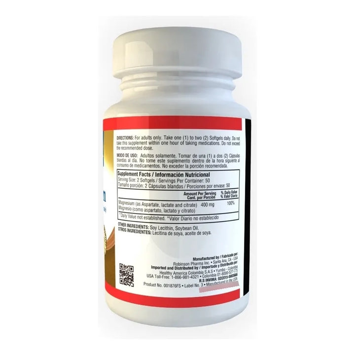 Super Magnesio 400mg X100soft Sin Sabor - Imagen 2