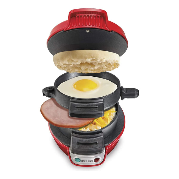 Sandwichera Desayuno Hamilton Beach Rojo Prepara Sándwiches En 5 Minutos